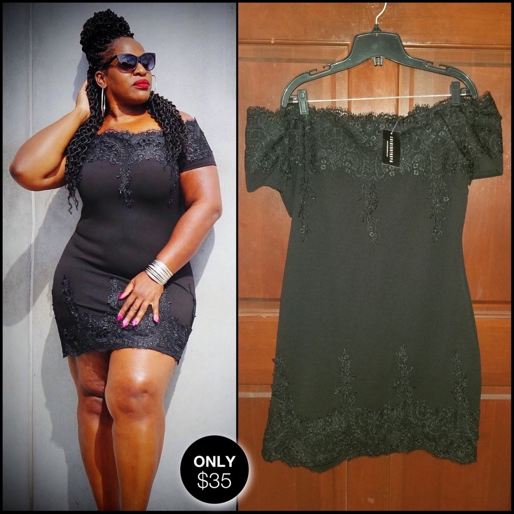 Off Shoulder a Dress with Lace Detail